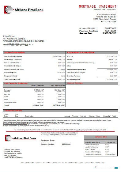 Download Congo Afriland First Bank mortgage statement scr Photoshop template